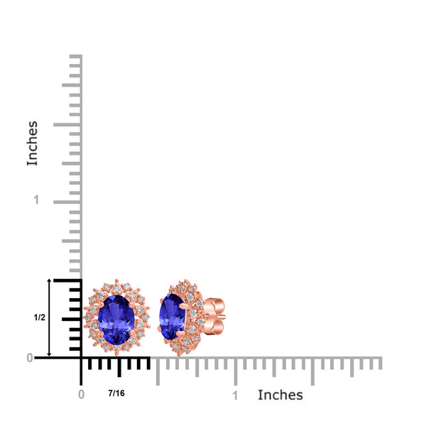 1.52ct Oval Tanzanite Earring with 0.26 cttw Diamond