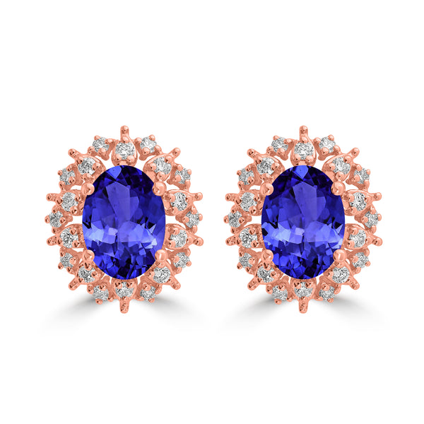 1.52ct Oval Tanzanite Earring with 0.26 cttw Diamond