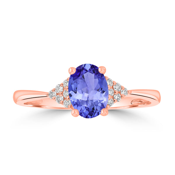 0.76ct Oval Tanzanite Ring with 0.09 cttw Diamond