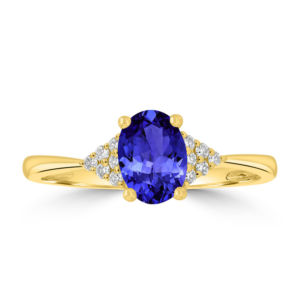 0.76ct Oval Tanzanite Ring with 0.09 cttw Diamond