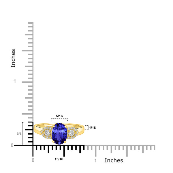 1.2ct Oval Tanzanite Ring with 0.23 cttw Diamond