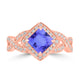 1.05ct Cushion Tanzanite Ring with 0.33 cttw Diamond