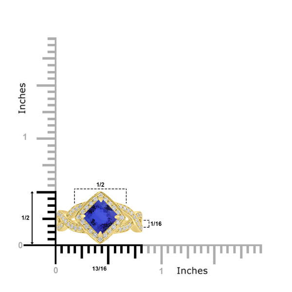 1.05ct Cushion Tanzanite Ring with 0.33 cttw Diamond