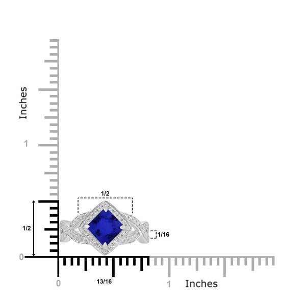 1.05ct Cushion Tanzanite Ring with 0.33 cttw Diamond