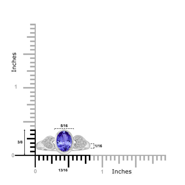 0.76ct Oval Tanzanite Ring with 0.06 cttw Diamond