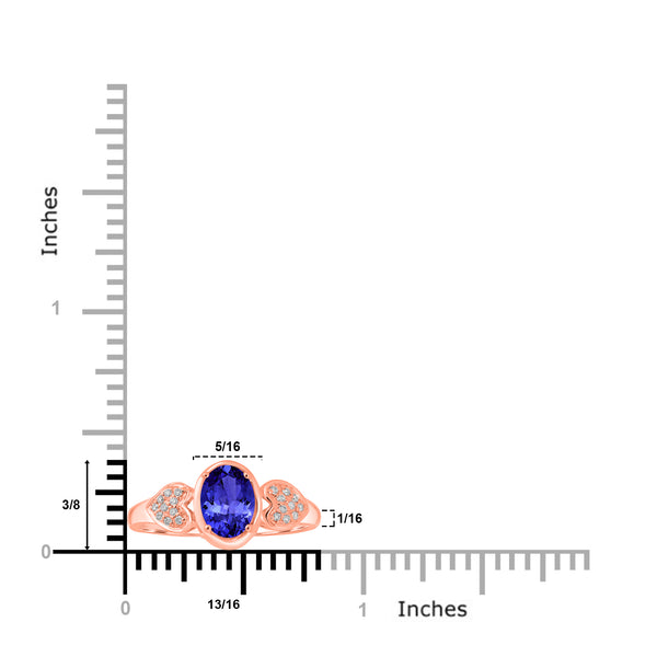 0.76ct Oval Tanzanite Ring with 0.06 cttw Diamond