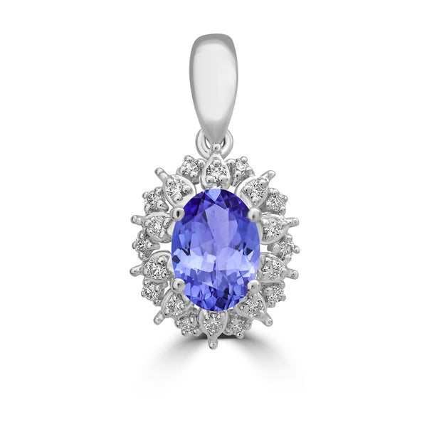 0.76ct Oval Tanzanite Earring with 0.13 cttw Diamond