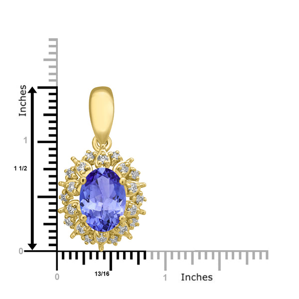 0.76ct Oval Tanzanite Pendant with 0.13 cttw Diamond