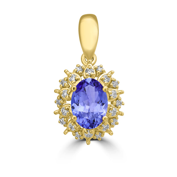 0.76ct Oval Tanzanite Earring with 0.13 cttw Diamond