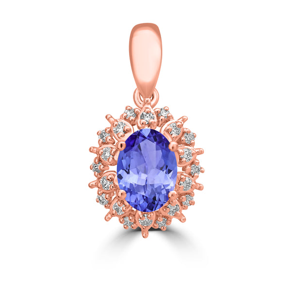 0.76ct Oval Tanzanite Earring with 0.13 cttw Diamond