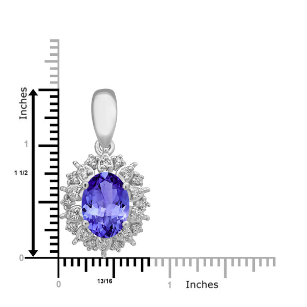 0.76ct Oval Tanzanite Pendant with 0.13 cttw Diamond