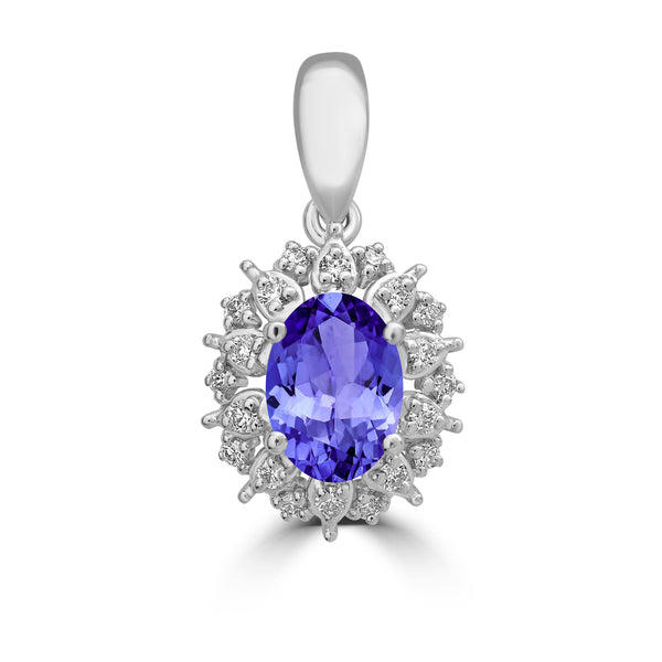 0.76ct Oval Tanzanite Earring with 0.13 cttw Diamond