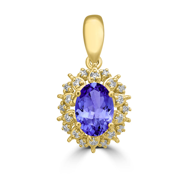 0.76ct Oval Tanzanite Earring with 0.13 cttw Diamond