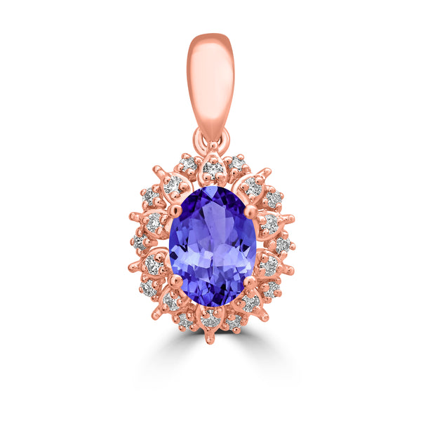 0.76ct Oval Tanzanite Earring with 0.13 cttw Diamond