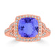 3.4ct Cushion Tanzanite Ring with 0.44 cttw Diamond