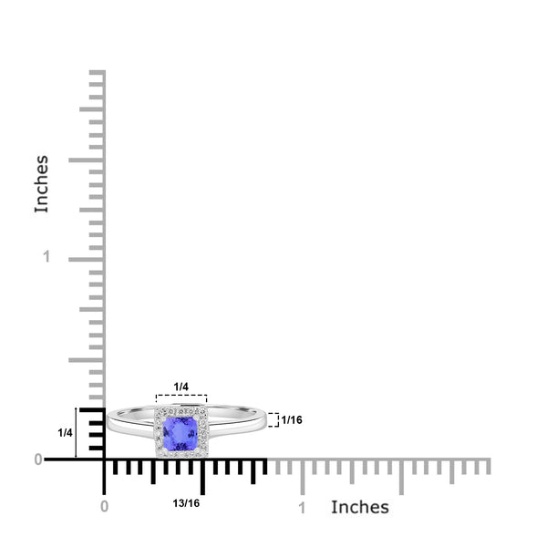 0.33ct Cushion Tanzanite Ring with 0.07 cttw Diamond