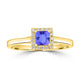 0.33ct Cushion Tanzanite Ring with 0.07 cttw Diamond