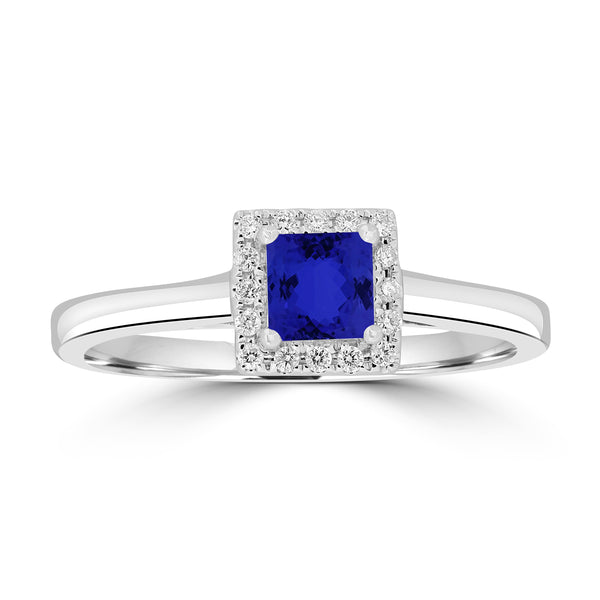 0.33ct Cushion Tanzanite Ring with 0.07 cttw Diamond