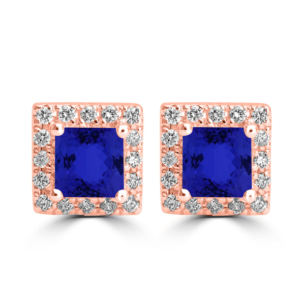 0.66ct Cushion Tanzanite Earring with 0.14 cttw Diamond