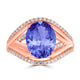 3.9ct Oval Tanzanite Ring with 0.34 cttw Diamond