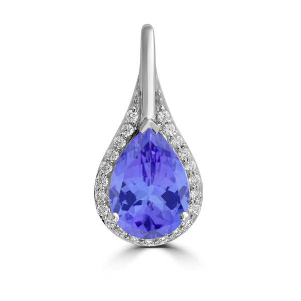 2.05ct Pear Tanzanite Pendant with 0.13 cttw Diamond