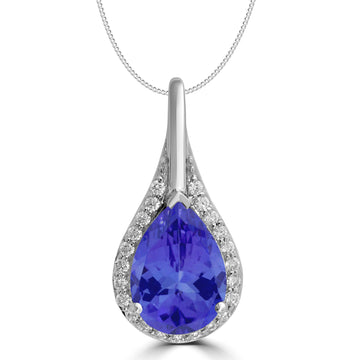 2.05ct Pear Tanzanite Pendant with 0.13 cttw Diamond