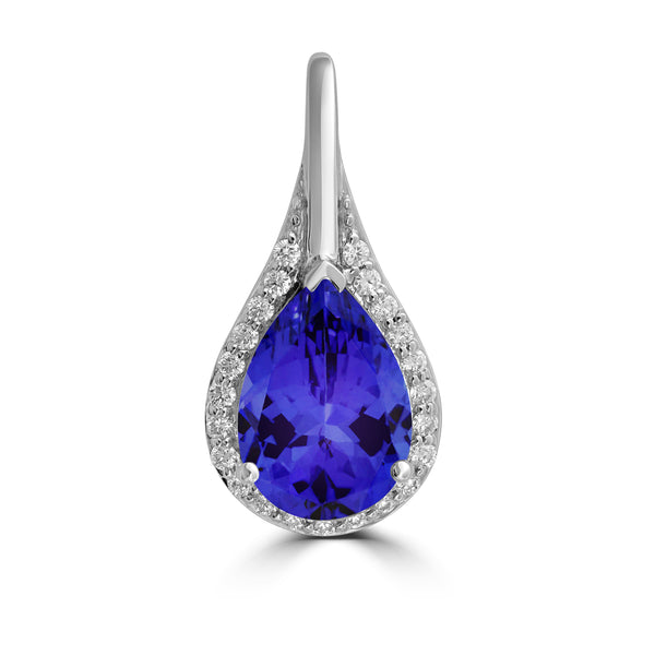 2.05ct Pear Tanzanite Pendant with 0.13 cttw Diamond