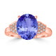 3.9ct Oval Tanzanite Ring with 0.1 cttw Diamond