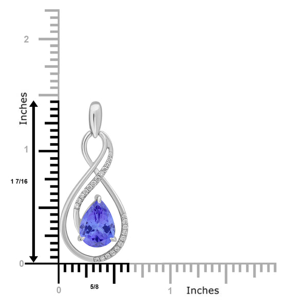 2.6ct Pear Tanzanite Pendant with 0.17 cttw Diamond