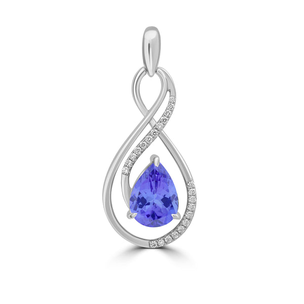 2.6ct Pear Tanzanite Pendant with 0.17 cttw Diamond