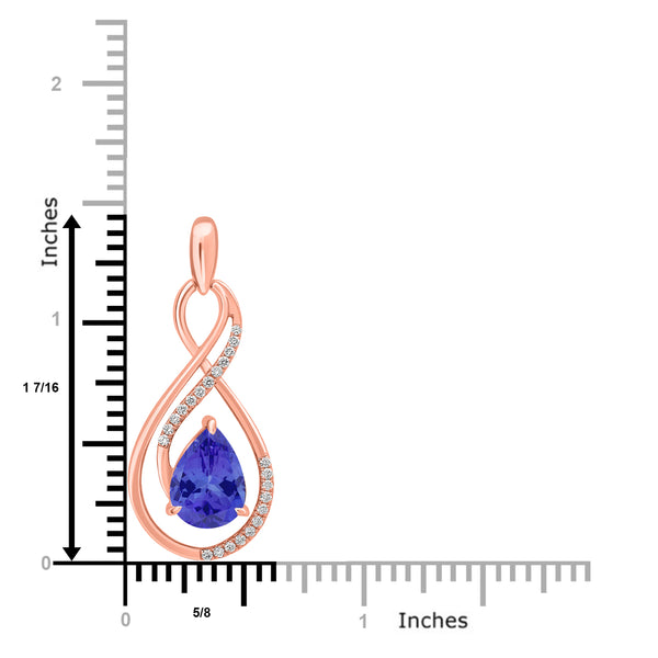 2.6ct Pear Tanzanite Pendant with 0.17 cttw Diamond