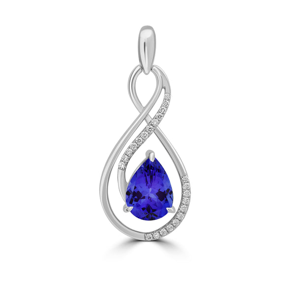 2.6ct Pear Tanzanite Pendant with 0.17 cttw Diamond