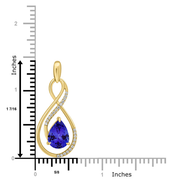 2.6ct Pear Tanzanite Pendant with 0.17 cttw Diamond