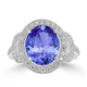 4.9ct Oval Tanzanite Ring with 0.57 cttw Diamond