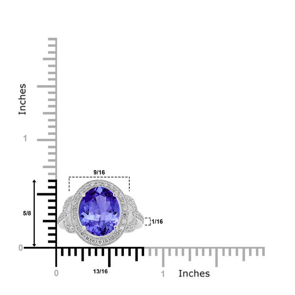 4.9ct Oval Tanzanite Ring with 0.57 cttw Diamond