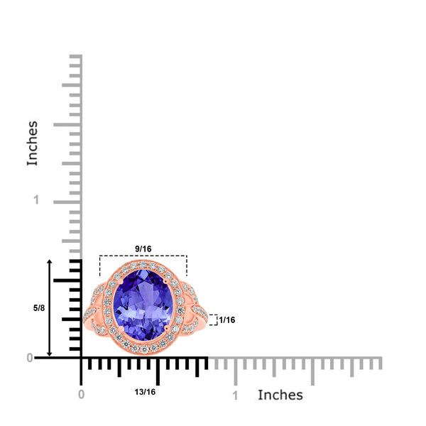 4.9ct Oval Tanzanite Ring with 0.57 cttw Diamond