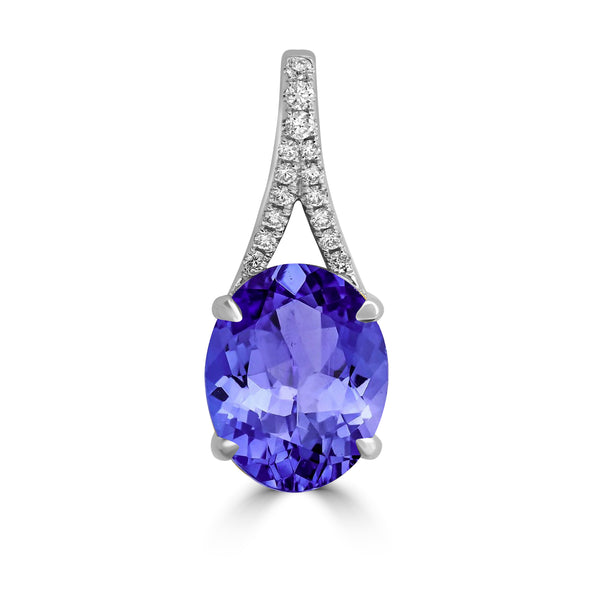 4.9ct Oval Tanzanite Pendant with 0.12 cttw Diamond