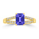 1.05ct Emerald Cut Tanzanite Ring with 0.18 cttw Diamond