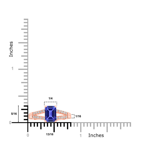 1.05ct Emerald Cut Tanzanite Ring with 0.18 cttw Diamond