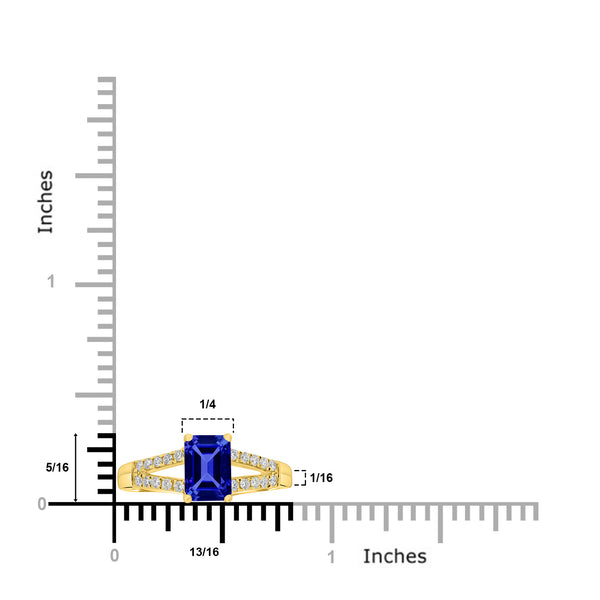 1.05ct Emerald Cut Tanzanite Ring with 0.18 cttw Diamond