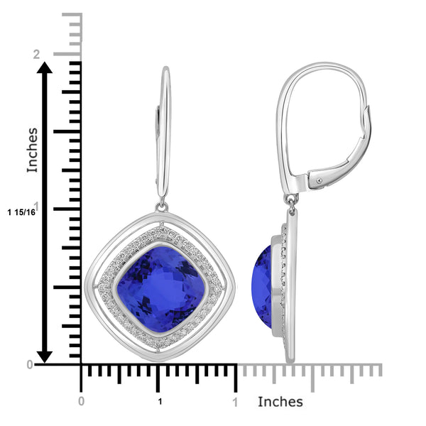 9.4ct Cushion Tanzanite Earring with 0.31 cttw Diamond