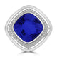 8.5ct Cushion Tanzanite Ring with 0.18 cttw Diamond