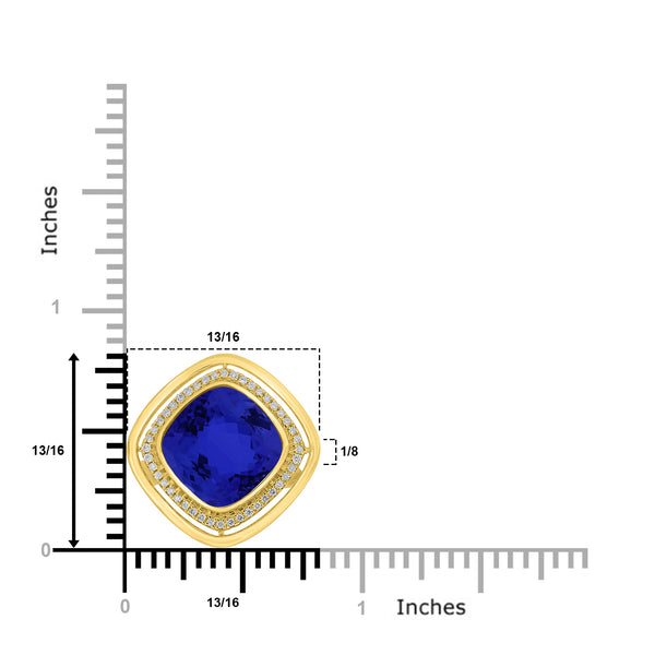 8.5ct Cushion Tanzanite Ring with 0.18 cttw Diamond