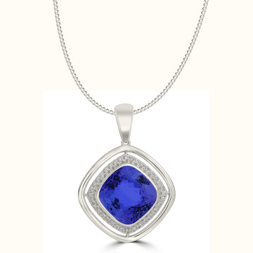 4.7ct Cushion Tanzanite Pendant with 0.17 cttw Diamond