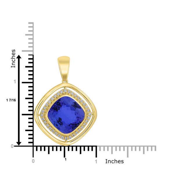 4.7ct Cushion Tanzanite Pendant with 0.17 cttw Diamond