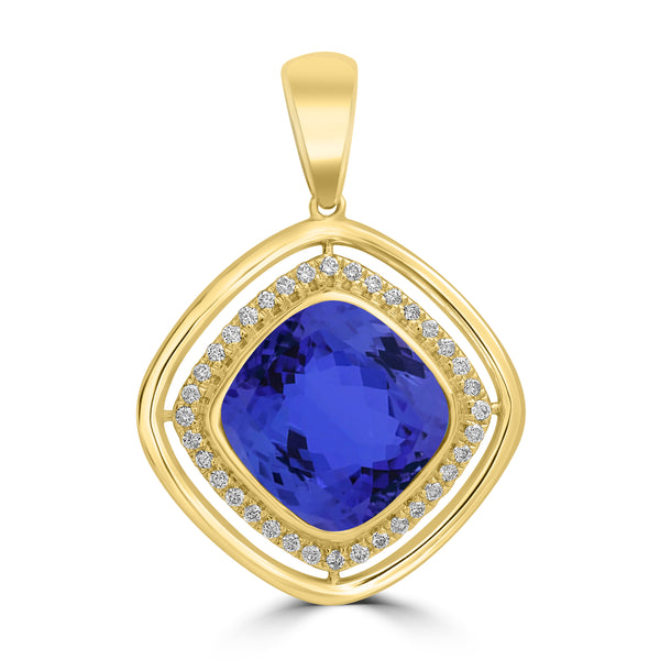 4.7ct Cushion Tanzanite Pendant with 0.17 cttw Diamond