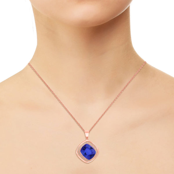 4.7ct Cushion Tanzanite Pendant with 0.17 cttw Diamond