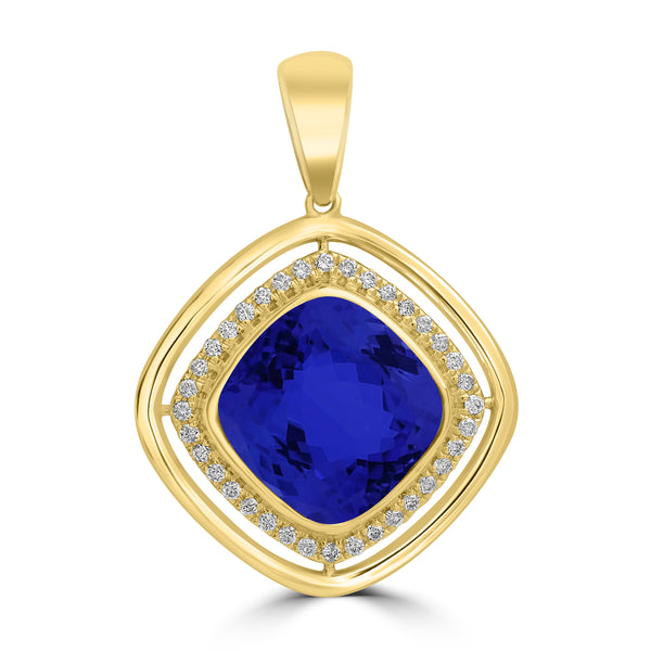 4.7ct Cushion Tanzanite Pendant with 0.17 cttw Diamond