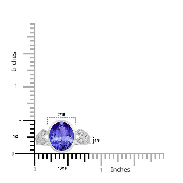 3.9ct Oval Tanzanite Ring with 0.24 cttw Diamond