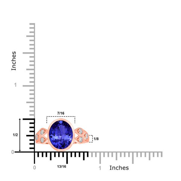 3.9ct Oval Tanzanite Ring with 0.24 cttw Diamond